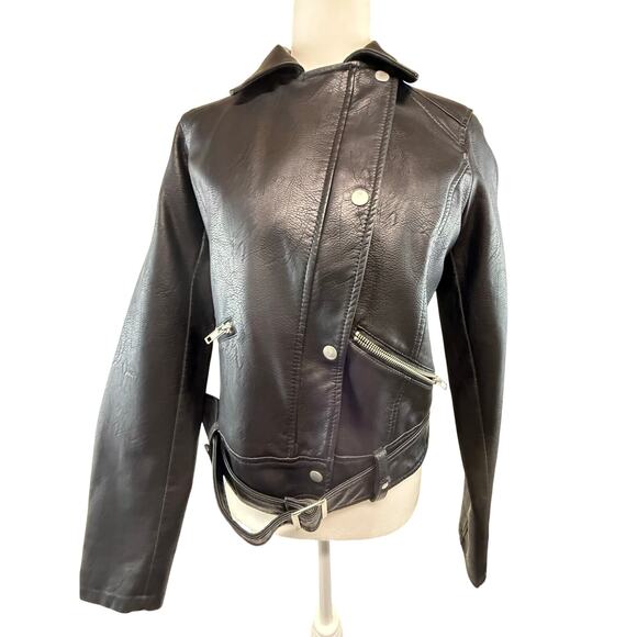 Massimo Leather Look Jacket Size Small very nice motorcycle type coat - Picture 1 of 10